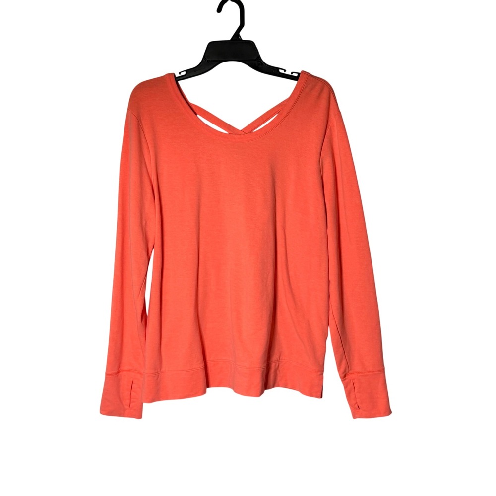 Old Navy Active Go-Dry Sweatshirt Womens XL Coral Orange Strappy Back Thumbholes